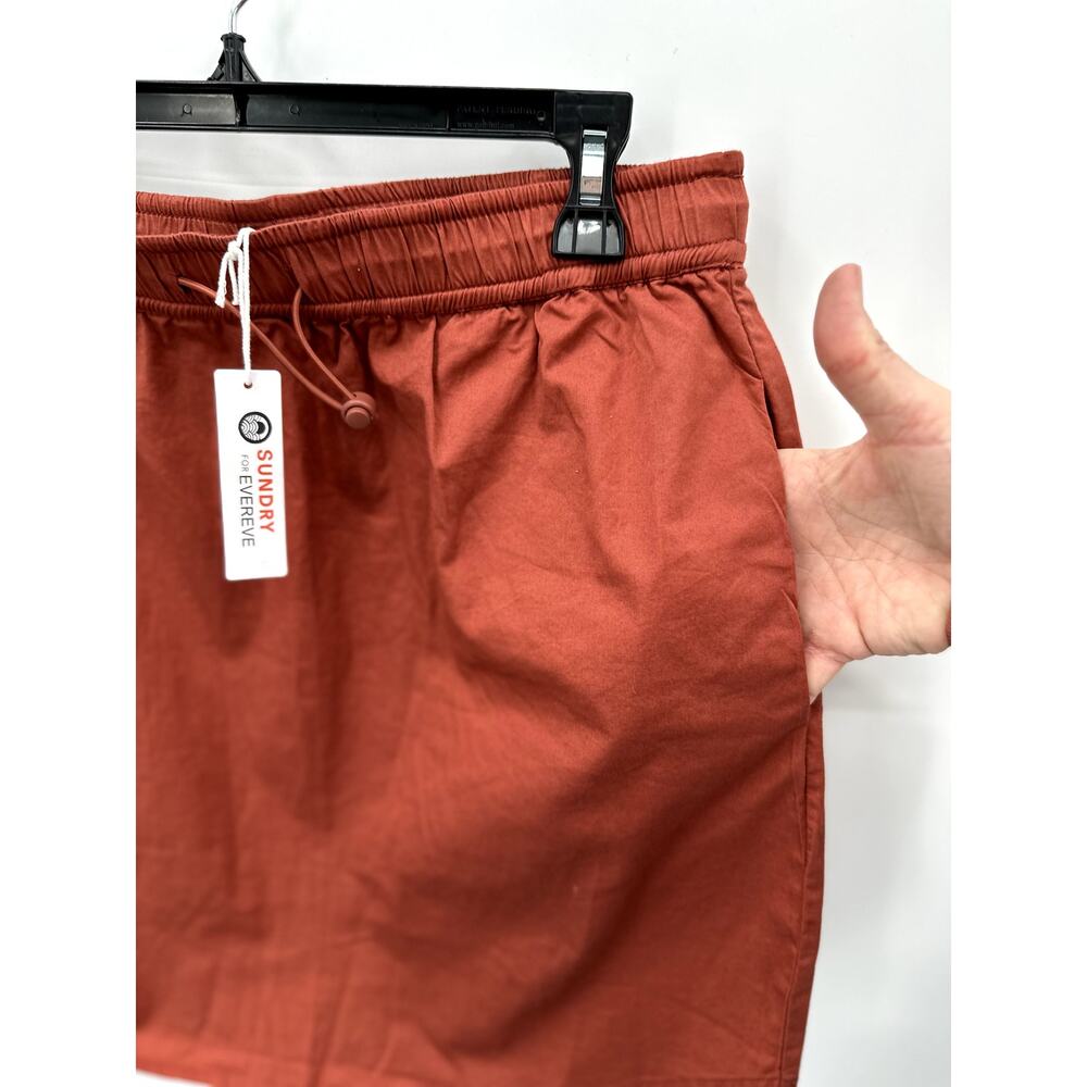 SUNDRY NWT Evereve Casual Sunday Skirt with Pockets & Drawcord in Brick // Small - Picture 5 of 8